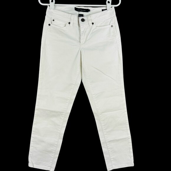 Calvin Klein Jeans Women's White Skinny Crop Jeans Size 2 Stretch Low Rise - Picture 1 of 12